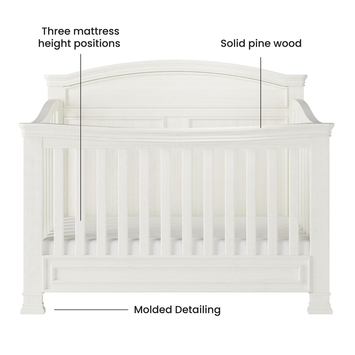 Child Craft Westgate Crib, Double Dresser, Chest, and Nightstand Nursery Set, 4-Piece, Includes 4-in-1 Convertible Crib, Dresser, Chest, and Nightstand (Vintage Linen)
