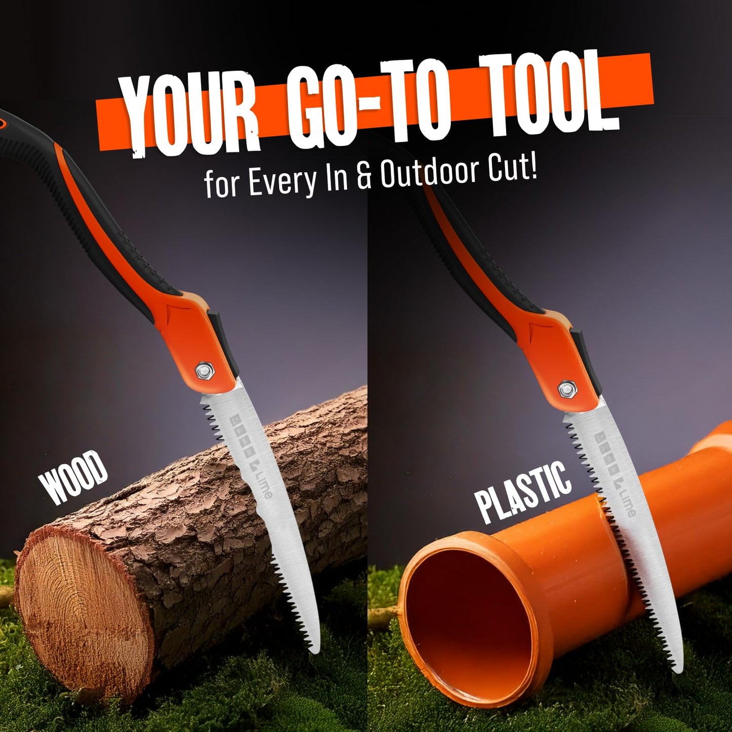 Folding Camping saw 11 Inch - Heavy Duty Pruning Saw with Triple-Cut SK5 Blade, 7 TPI Razor Teeth for Tree Trimming, Wood Cutting, Camping, Bushcraft, and Gardening