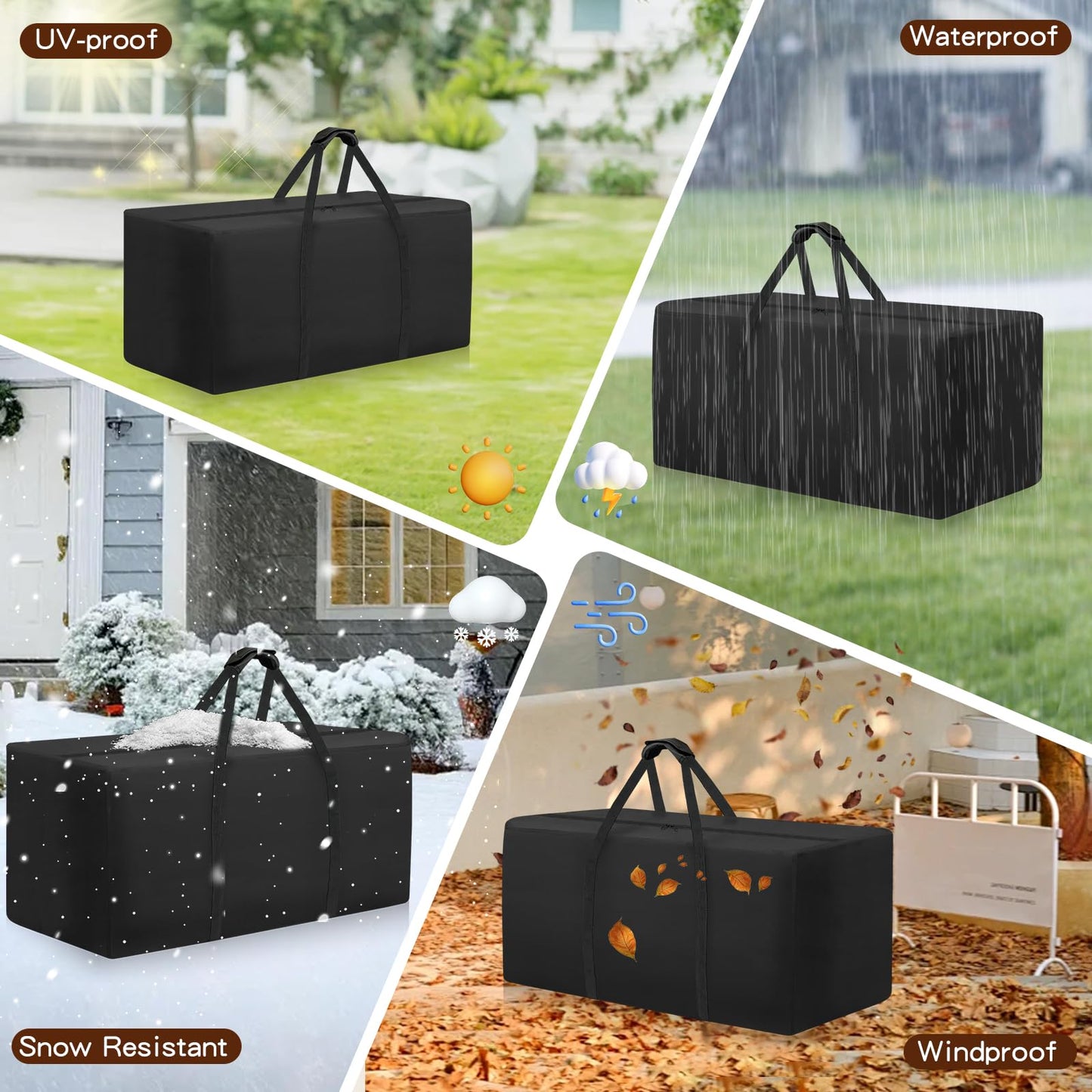 Fentiff Outdoor Patio Cushion Storage Bag - Waterproof Large Patio furniture Cushion Organizer Storage Bag with Handle and Zipper, 68" L x 30" W x 20" H Big Foldable Duffle Cover