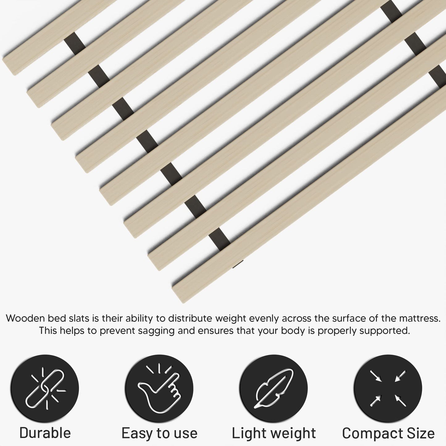 Treaton, 0.68-Inch Heavy Duty Vertical Wooden Bunkie Board/Bed Slats, Twin, Beige