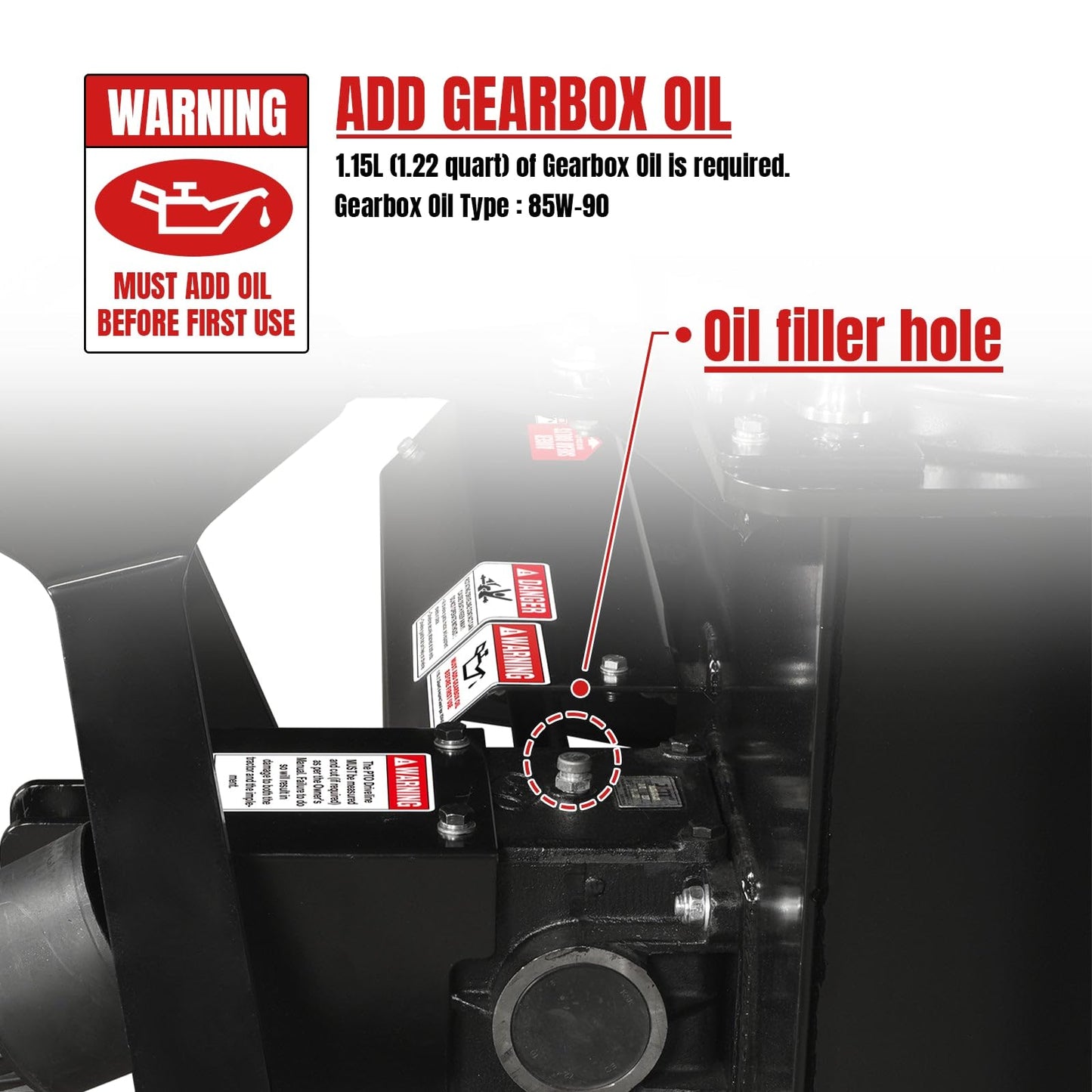 MechMaxx 60" 3 Point PTO Snow Blower 24" Impeller Diameter 360° Snow Chute (PTO Shaft Included with Slip Clutch), 25-65 HP, Model TSB60