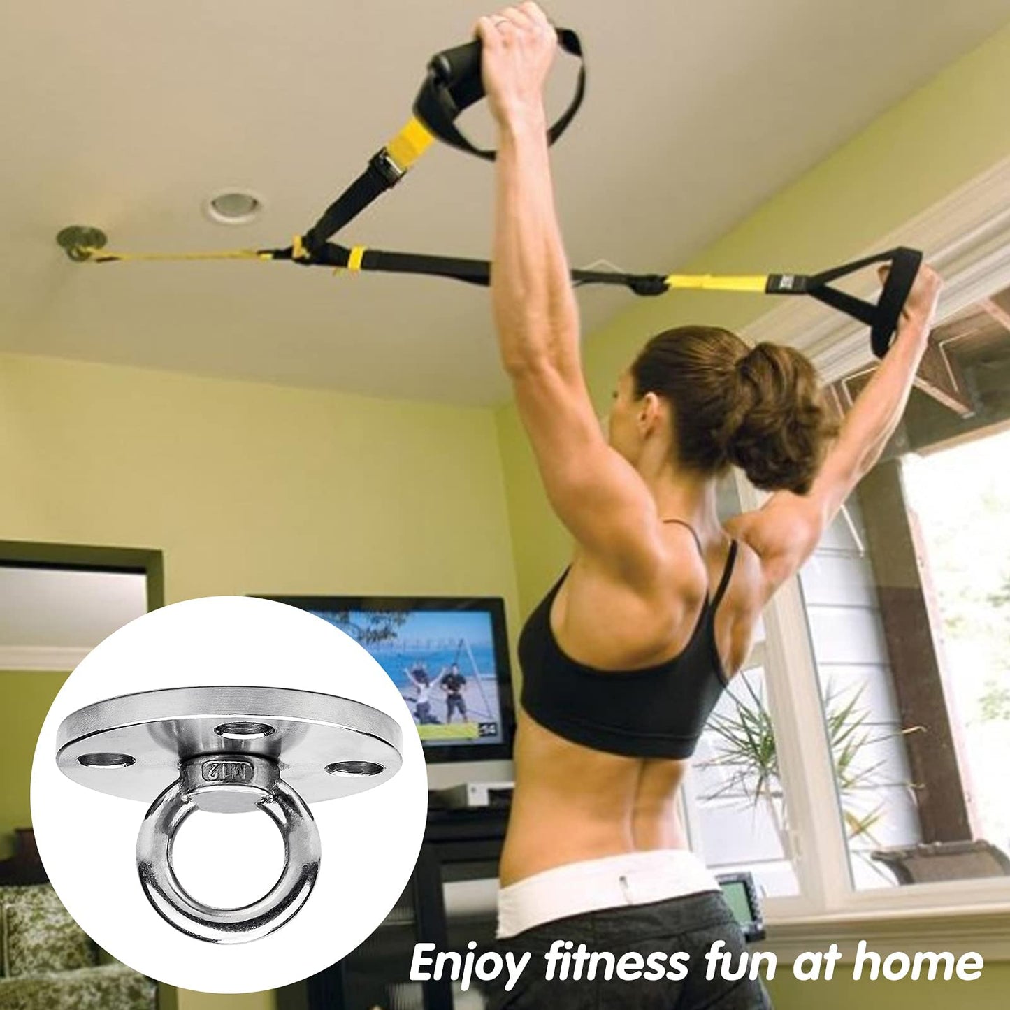 Heavy Duty Swing Hanger Hooks, Stainless Steel Swing Set Accessories 360° Swivel Wall Ceiling Mount Bracket with Screw Bearable 500kg for Yoga Hammock Chair Sandbag, Swing Sets