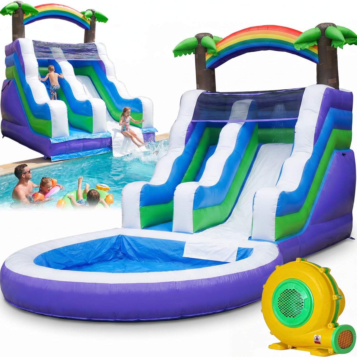 WELANDFUN 26.3ft PVC Commercial Inflatable Water Slide for Big Kids Adults