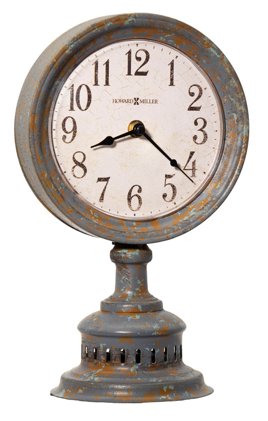 Howard Miller Ardie Mantel Clock – Black Aged Metal Frame, Arabic Numerals, Convex Glass Crystal, Battery-Powered Quartz Movement