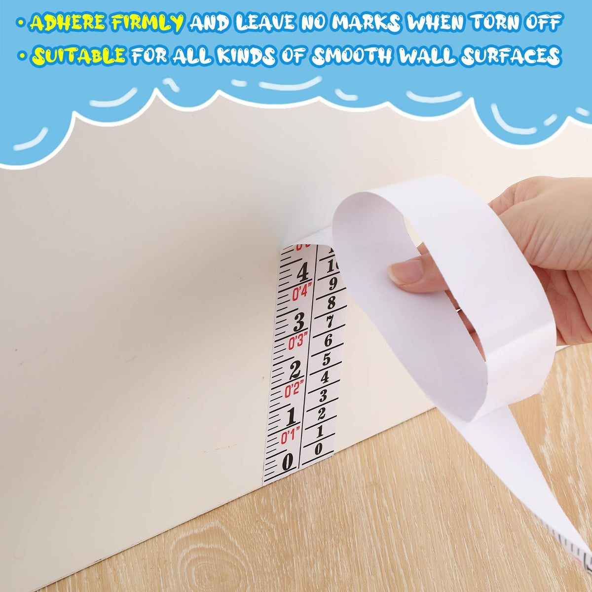 Tatuo 1 Pc Height Growth Chart for Wall Ruler Tape Adhesive for Home,White