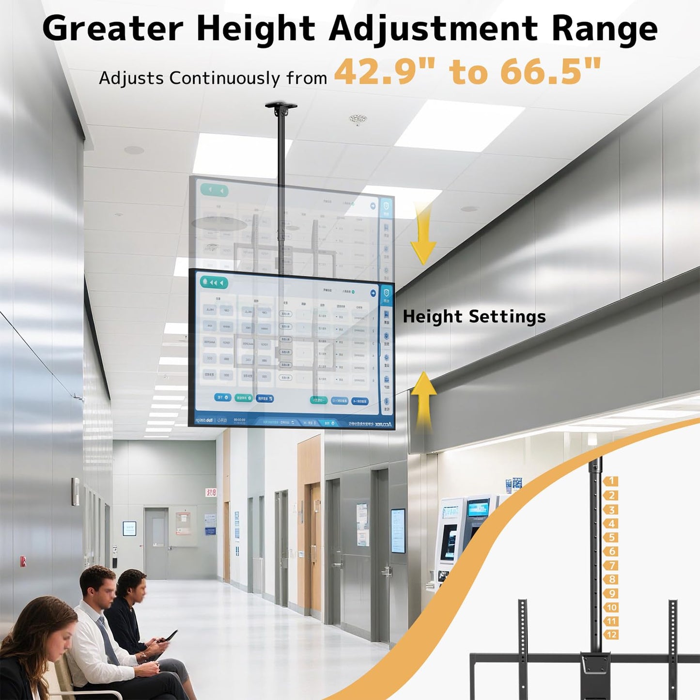 Ceiling TV Mount – Adjustable Hanging Ceiling TV Bracket Fits Max 100 inch LCD LED OLED 4K TVs,Pole Ceiling Mount Supports up to 176lbs, Max VESA 800x600mm,Black