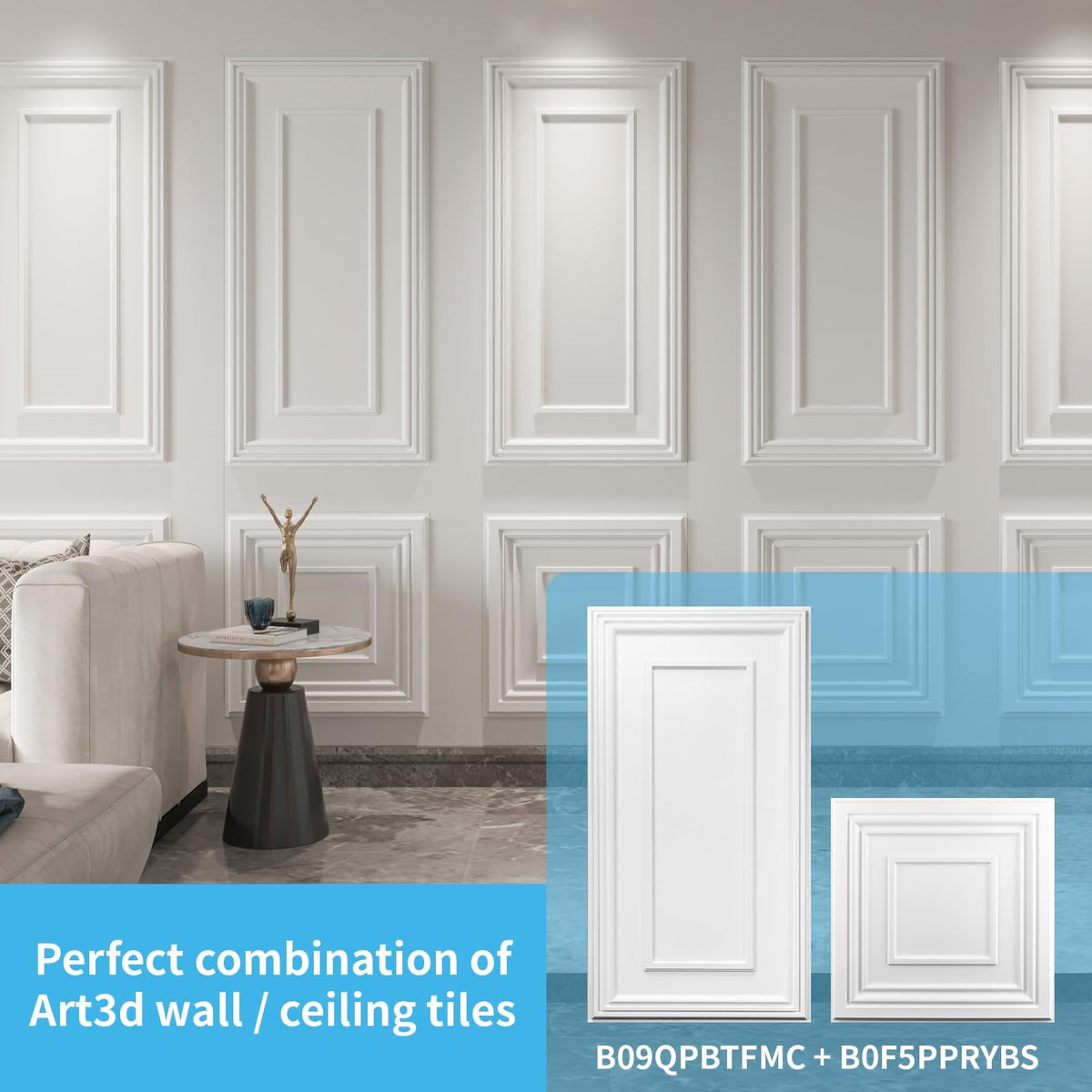 Art3d PVC Ceiling Tiles, 3D Plastic Sheet in White, 2 × 4 ft, 12-Pack