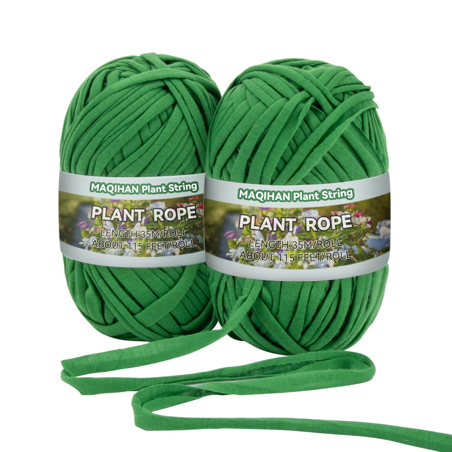 2 Pack Garden String - Plant Ties, Garden Twine, Gardening Tape, Tree Support, Stretchy Trap for Trees,Flowers,Green Soft Ties for All Plants All Gardeners(35M/Roll,115FT)