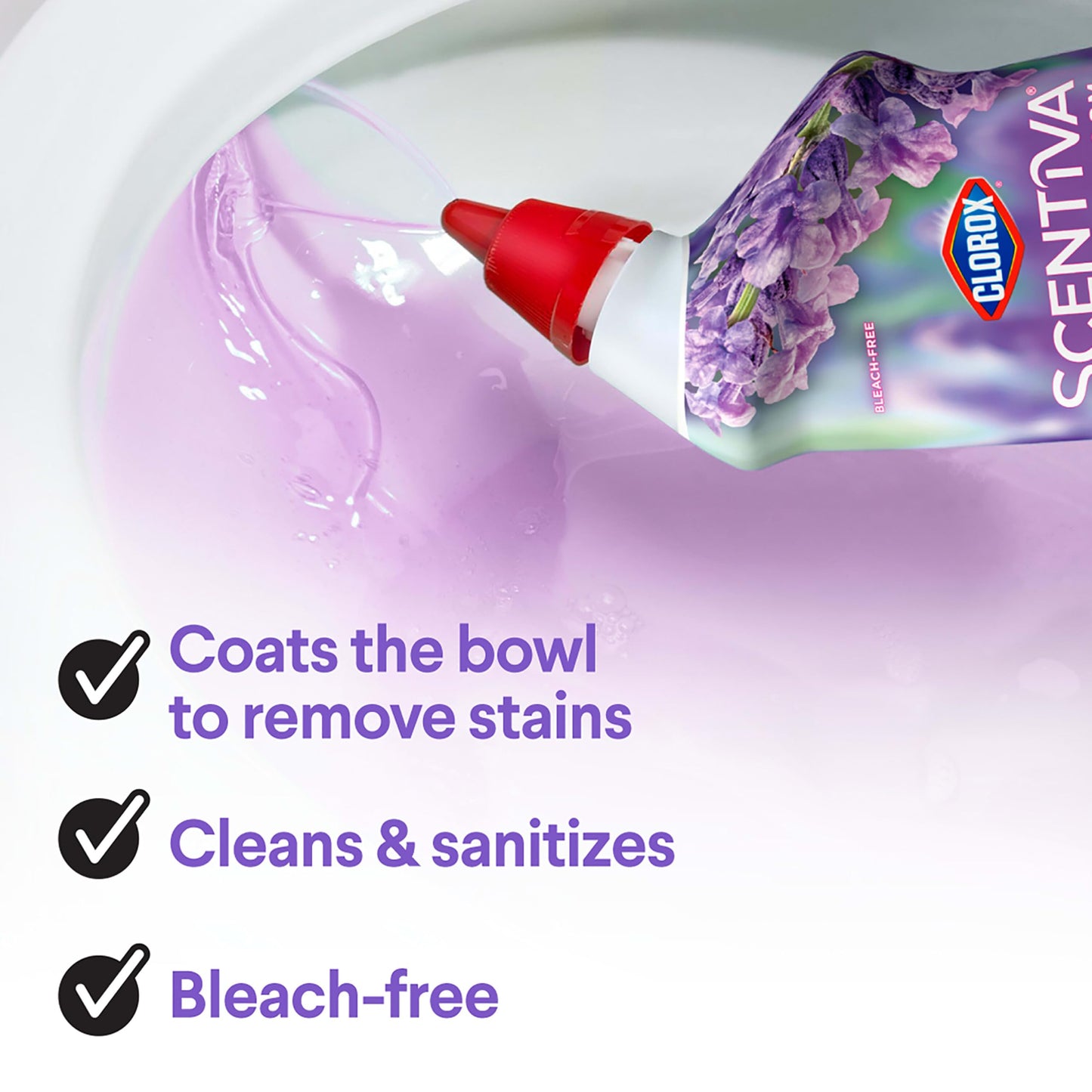 Clorox Scentiva Bathroom Toilet Cleaning Gel, Lavender and Jasmine, 24 Fluid Ounces (Pack of 2)