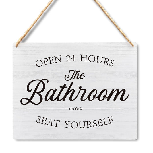 Lacosu Wall Pediments Please Seat Yourself Bathroom Sign,Funny Bathroom Hanging Sign for Restroom Wall Decor,10x8 Inches