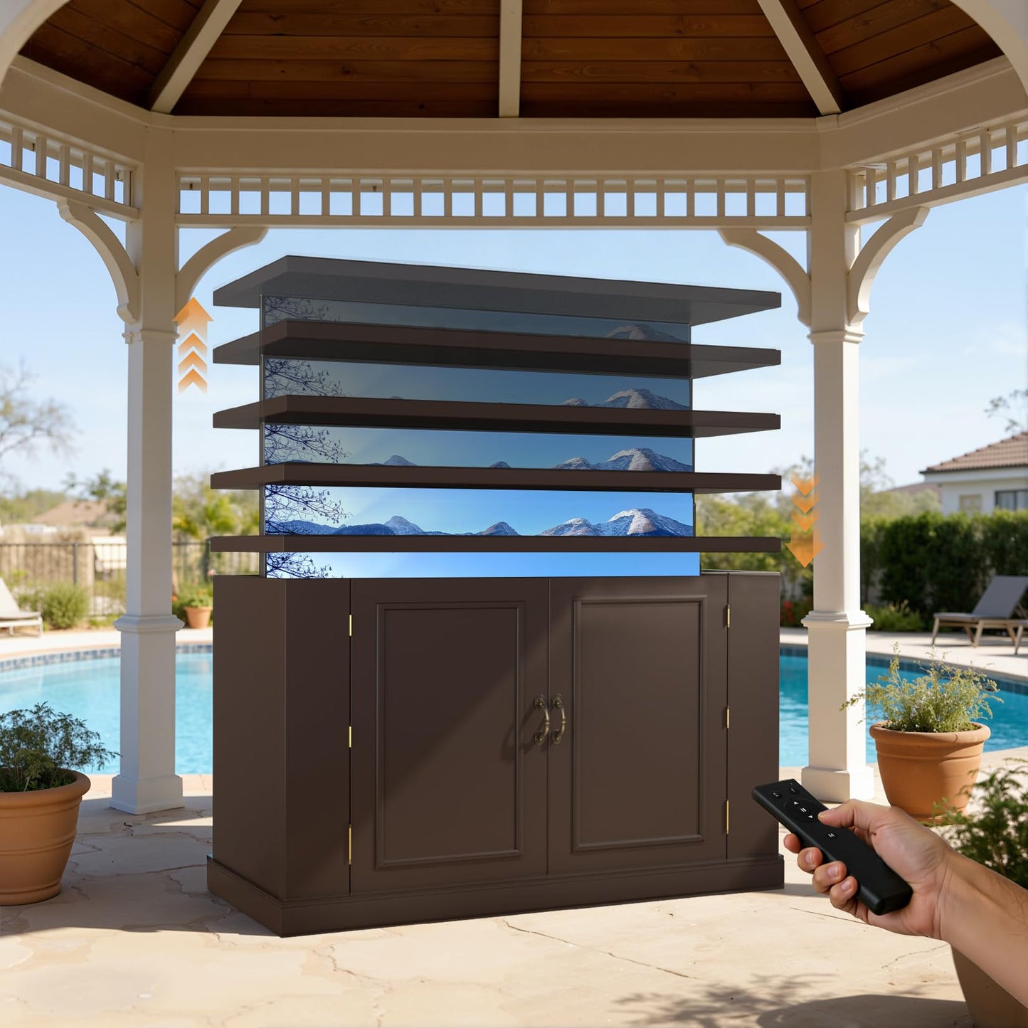 TV Lift Cabinet for 32-50” TVs, Hidden Motorized Indoor/Outdoor TV Cabinet with Remote Control, Lifting Indoor TV Stand with Motorized Vertical Stand Lift，End of Bed TV Stand