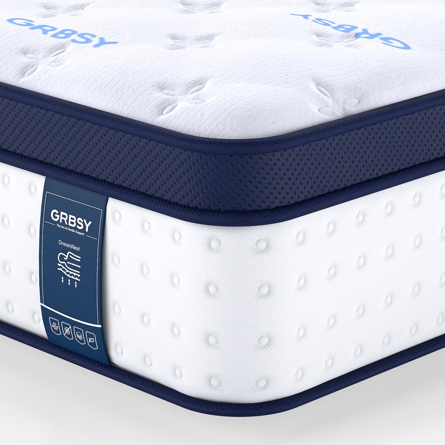Grbsy 12 Inch Full XL Mattress, 7-Zoned Support Hybrid Full XL Size Mattress in A Box with Cooling Gel Memory Foam & Pocket Coils for Back Pain Relief, Assembled in USA, Motion Isolation, Medium Firm