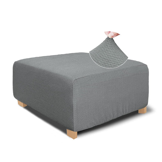 NeColorLife Square Ottoman Cover Jacquard Fabric Ottoman Slipcover Thick Stretchable Footrest Stool Covers for Oversized Square and Rectangle Ottoman,Large Size,Grey