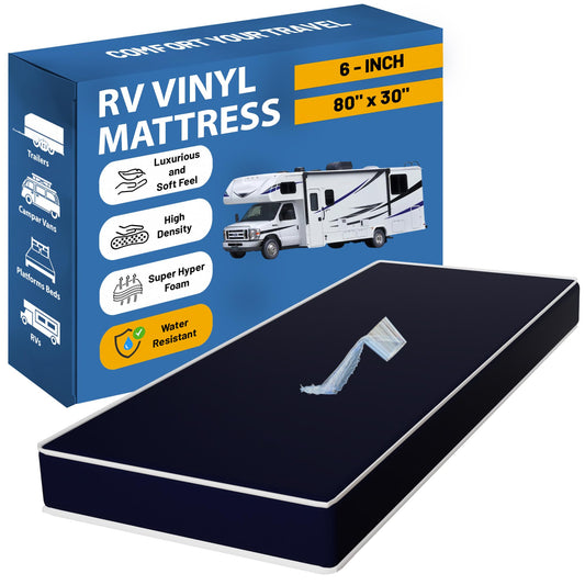 Greaton, 6-Inch Medium Firm Water-Resistance Foam Vinyl Mattress, Easy to Clean, Comfortable & Noise Free, 80" x 30", Blue
