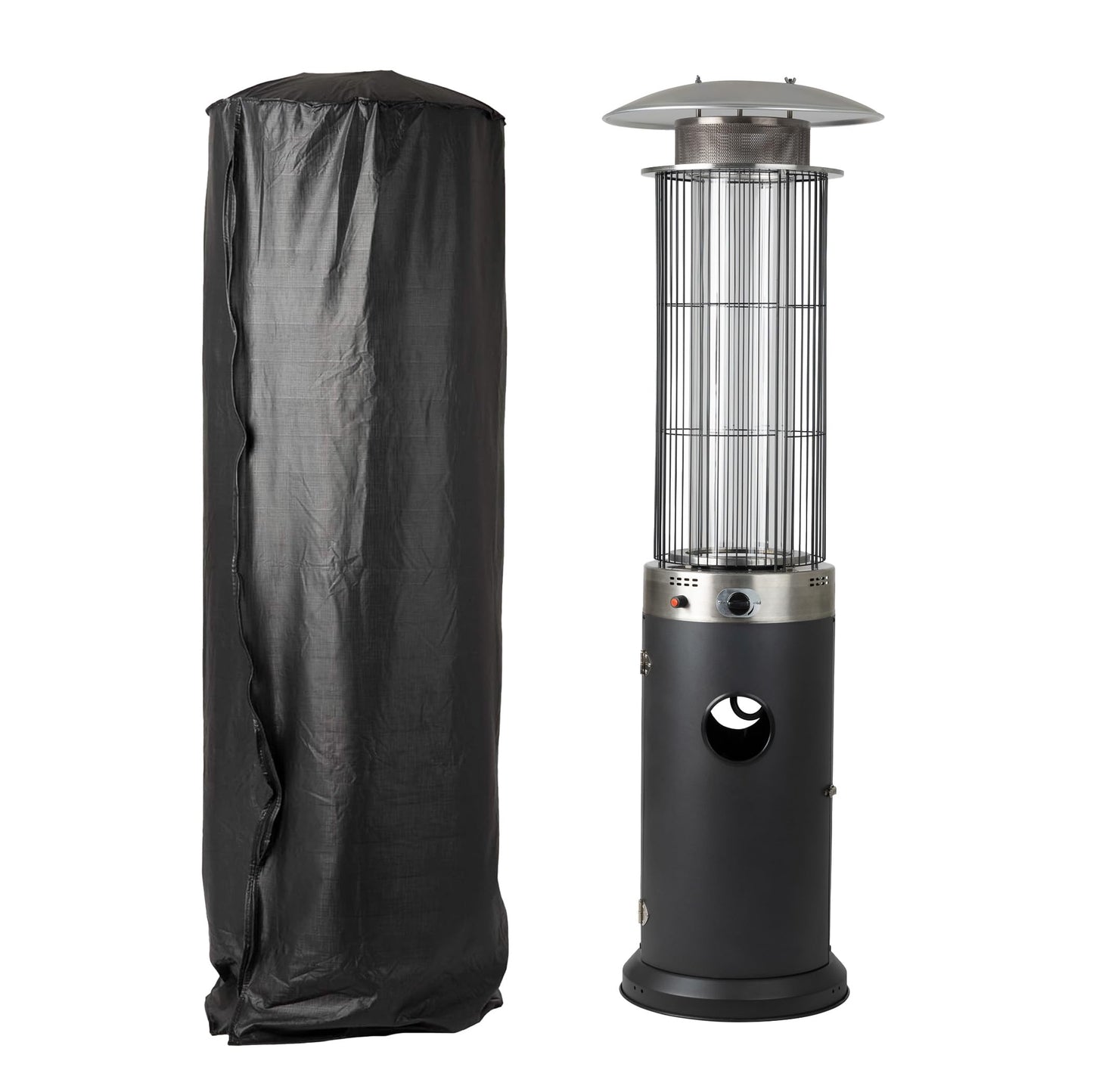 Full-Length Outdoor Vinyl Cover for Spiral Flame LPG Patio Stand-ing Heaters with 21" Round Reflectors (70"H)