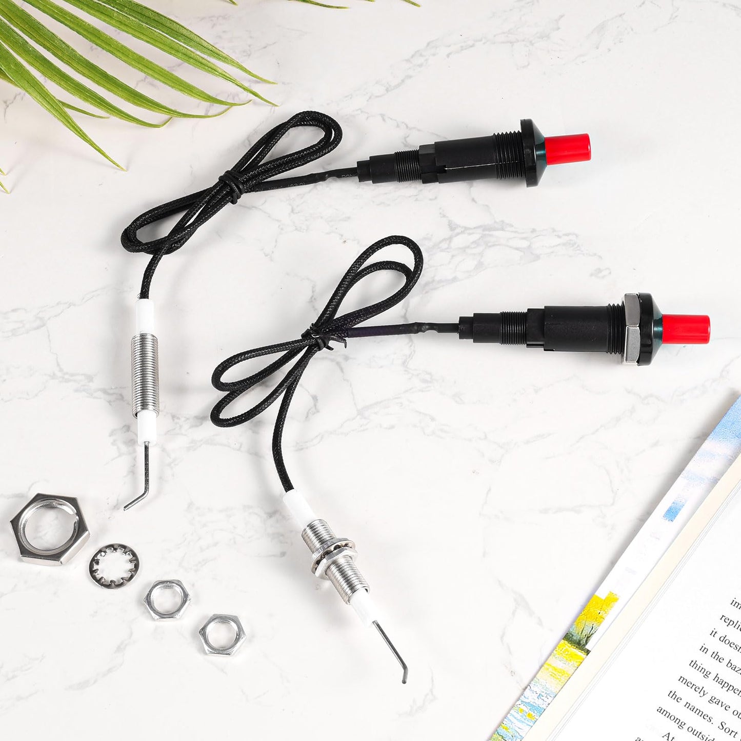 Piezo Igniter with Spark Ignition, Metal Propane Push Button Threaded Electrode Grill Igniter Fire Pit Lighter Replacement for Gas Fireplace Oven Heater BBQ Torch Kitchen Outdoor Practical Accessories