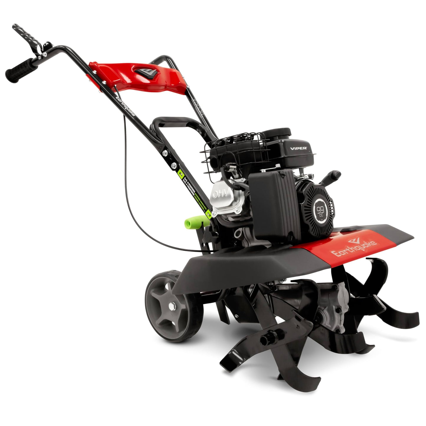 Earthquake 20015 Versa 2-in-1 Tiller Cultivator with a 99cc 4-Cycle Viper Engine, 2-in-1 Front Tine Tiller and Cultivator, Removable Side Shields and Outer Tines