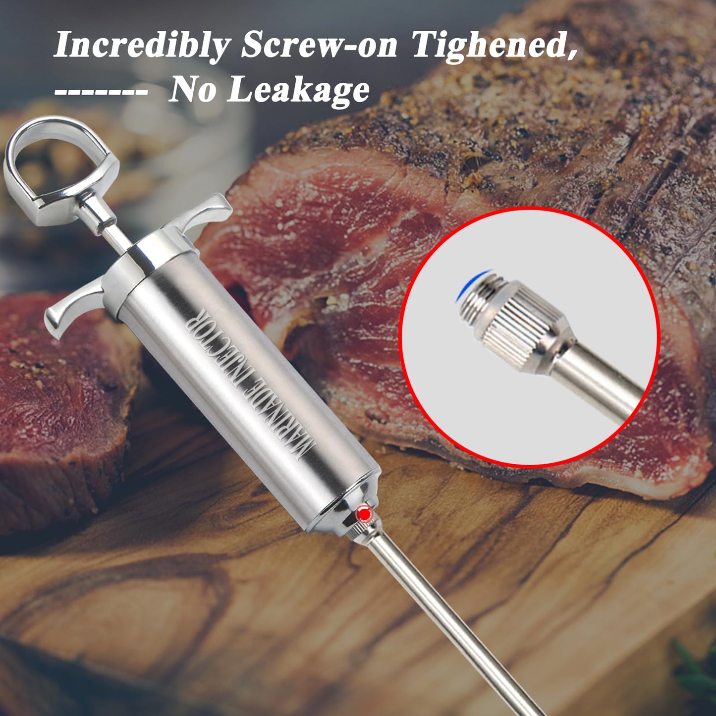 Uironly Meat Injector,Turkey Seasoning Injection Kit with 3 Professional Marinade Injector Needles for Grill Smoker BBQ Brisket; Include User Manual, E-Book - Storage Case