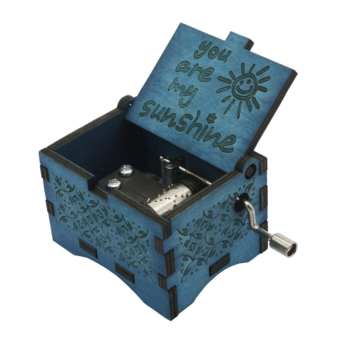 You are My Sunshine Wooden Music Boxes Hand Crank Classical Wood Music Box