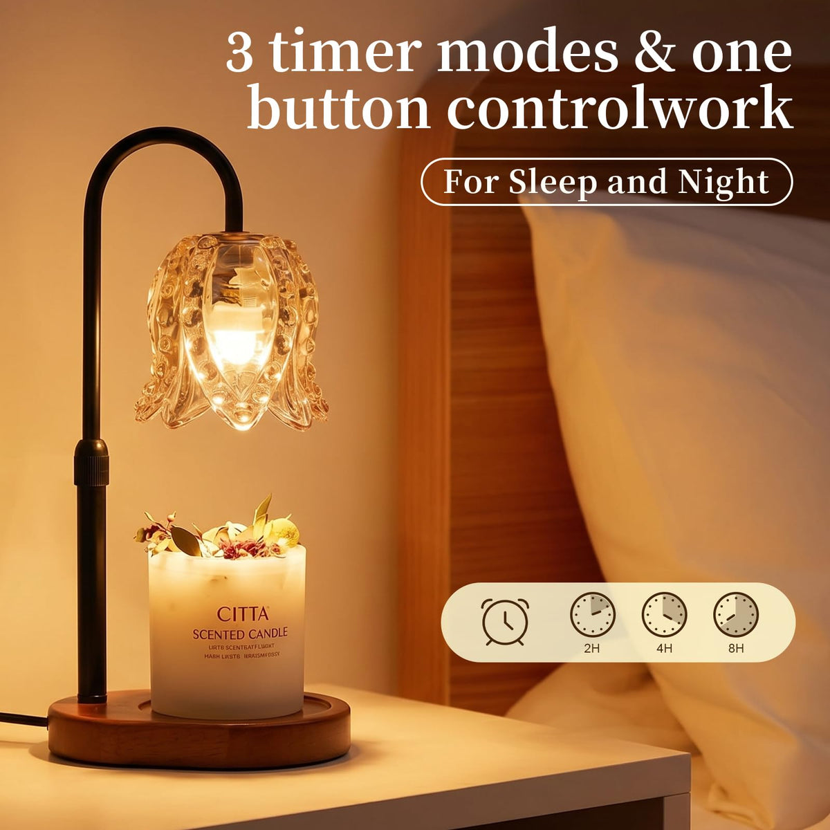 Zackoo Candle Warmer Lamp with Timer, Dimmable, Height-Adjustable