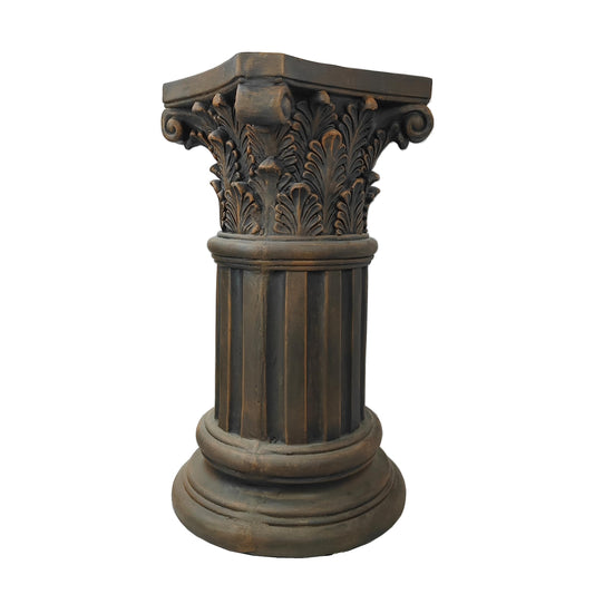 OUTOUR Exquisite Magnesium Oxide Corinthian Greek Column Pillar with Stand Base Pedestal for Indoor Outdoor Garden Pedestals Backyard Courtyard Patio Office Decor23.8’’High,Dark Bronze