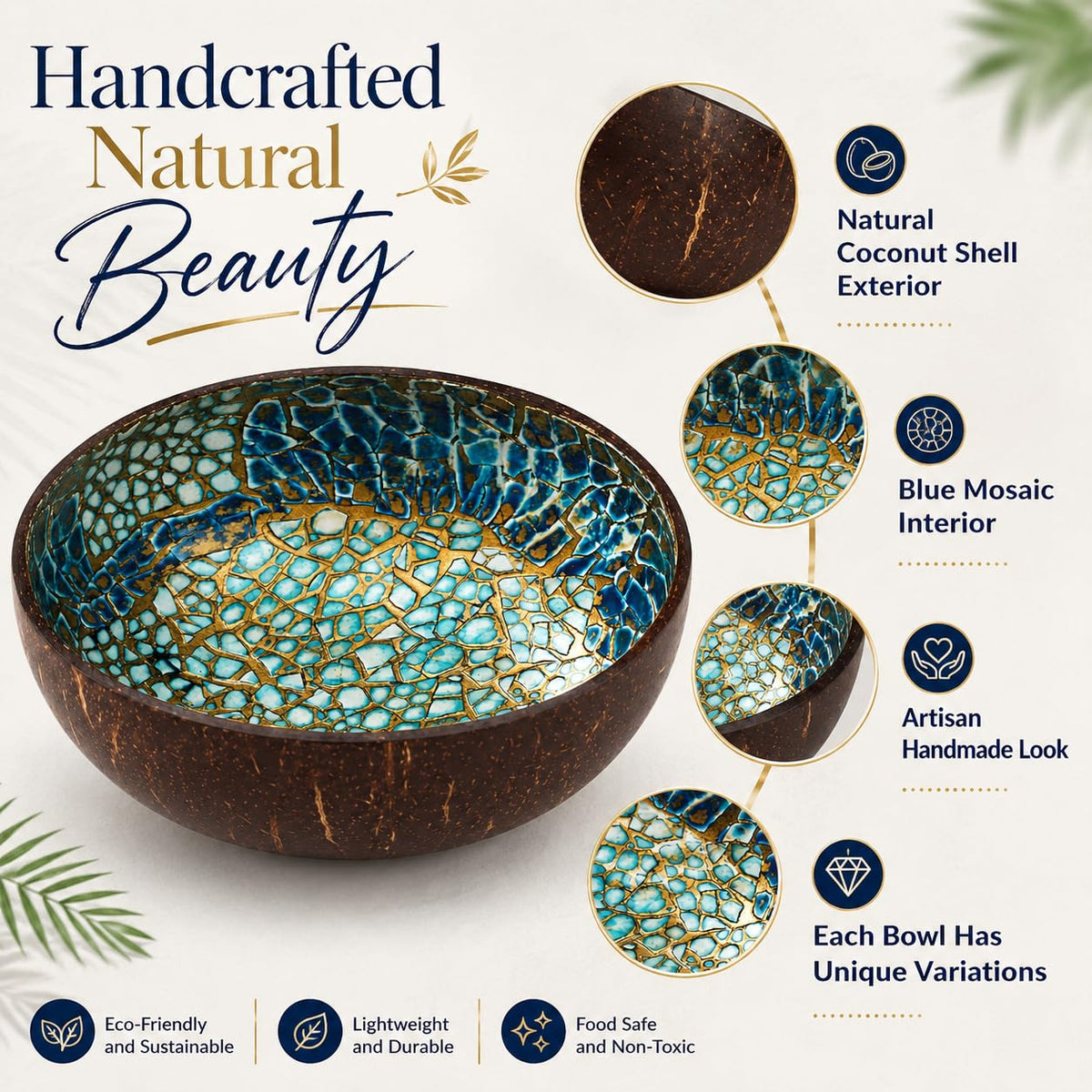 Natural Coconut Bowl Key Decorative - Candy Dish Container Entryway Table