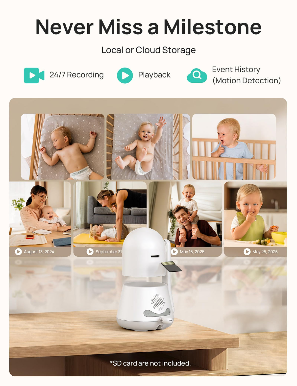 Dr.Care LumiView Plus Smart WiFi Baby Monitor with Clip Mount, 5.5" 1080P