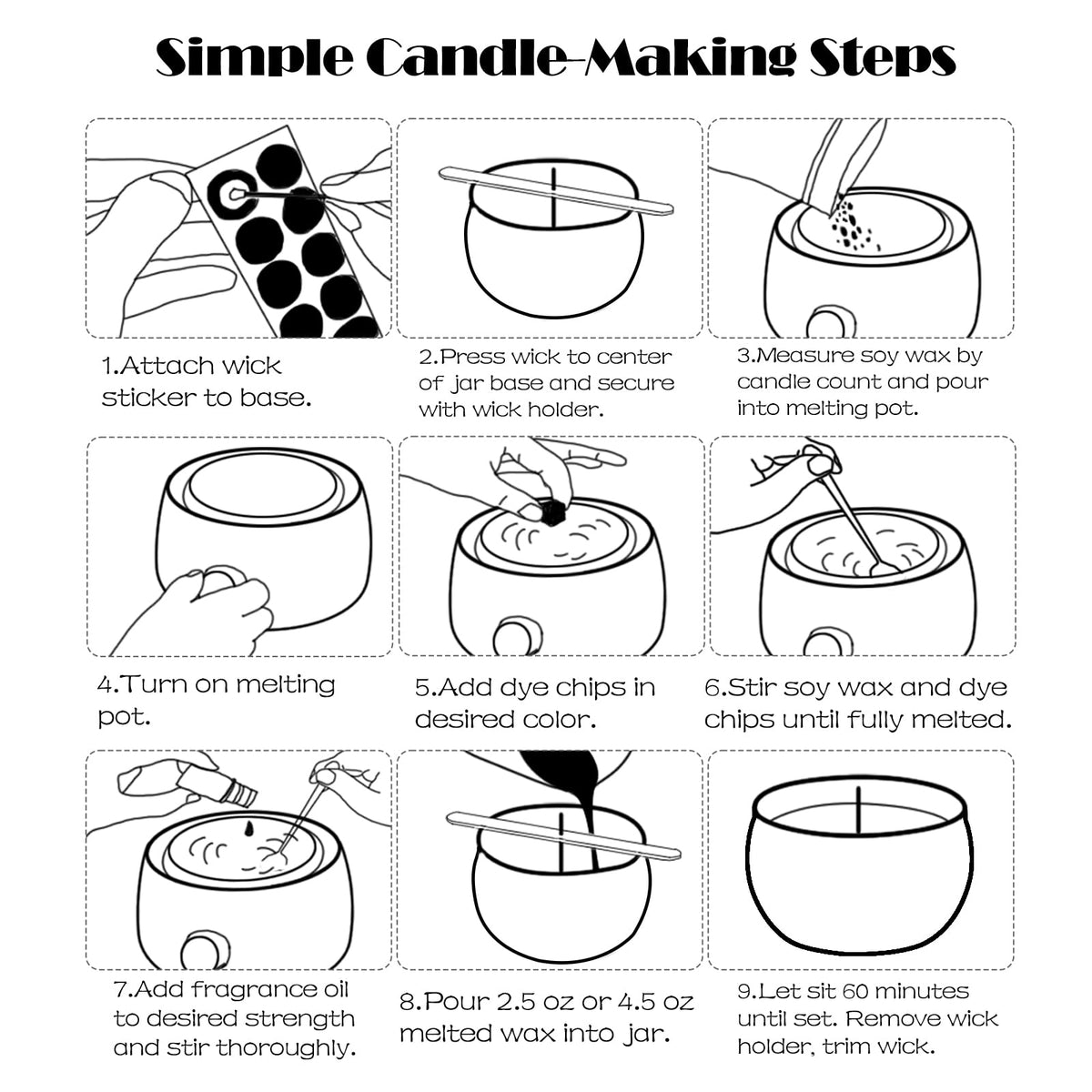 MeiGlow Empty Candle Tins for Making Candles, 24 Pack 5.4 oz with Lids, Cotton Wicks, Wick Stickers and Holders