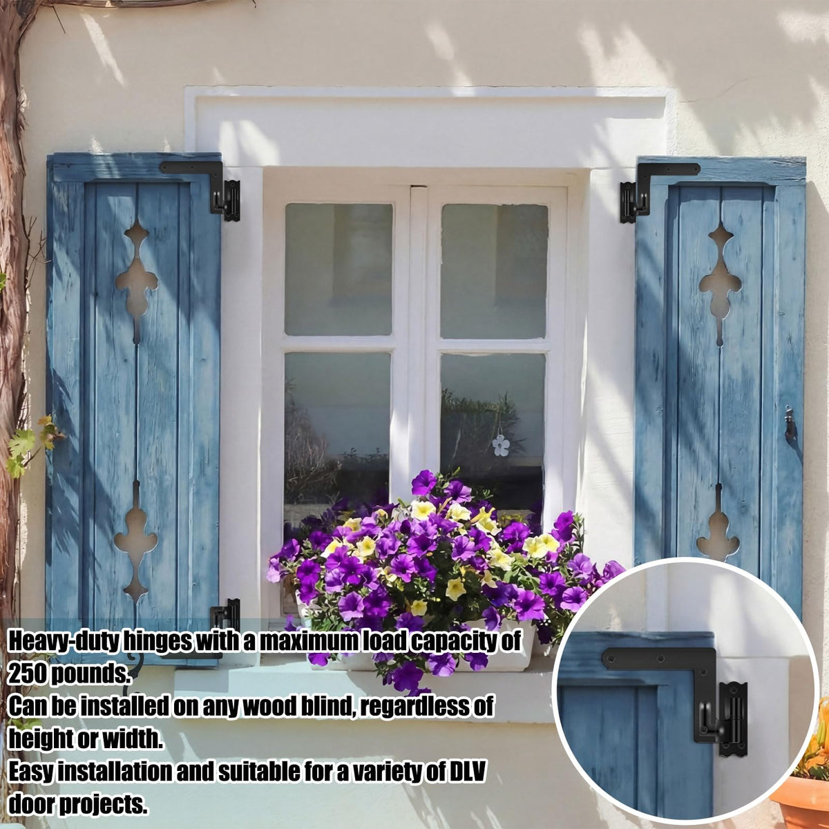 Moxweyeni 8 Pack (4 Pair) Steel Blind Shutter Hinges 1-1/16" with S Hook