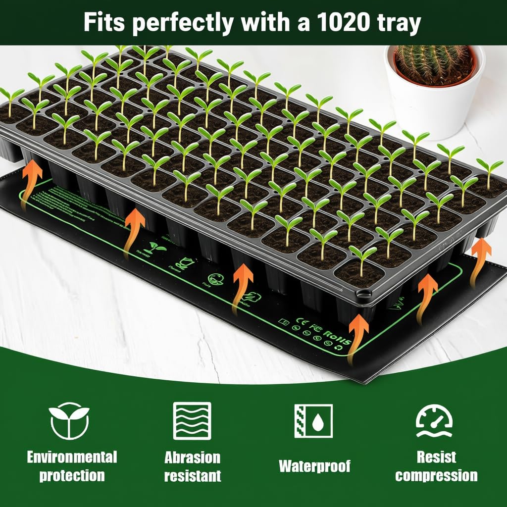 4 Pack Seedling Heat Mat for Plants Seed Starting, Waterproof 10"x 20" Warming Mat Plant Heating Pad for Seed Germination, Indoor Growing, Hydroponic, Greenhouse