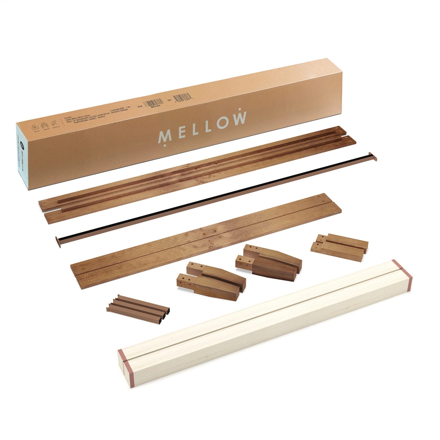 Mellow Naturalista Classic 12 Inch Solid Wood Platform Bed with Wooden Slats, Twin XL, Natural Pine