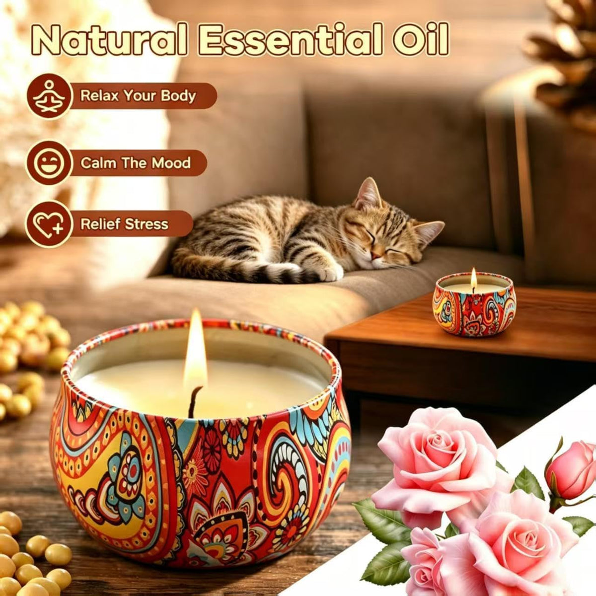 Scented Candles,12 Pack Aromatherapy Candle, Aromatherapy Candle with Gift Box for Family-Spring