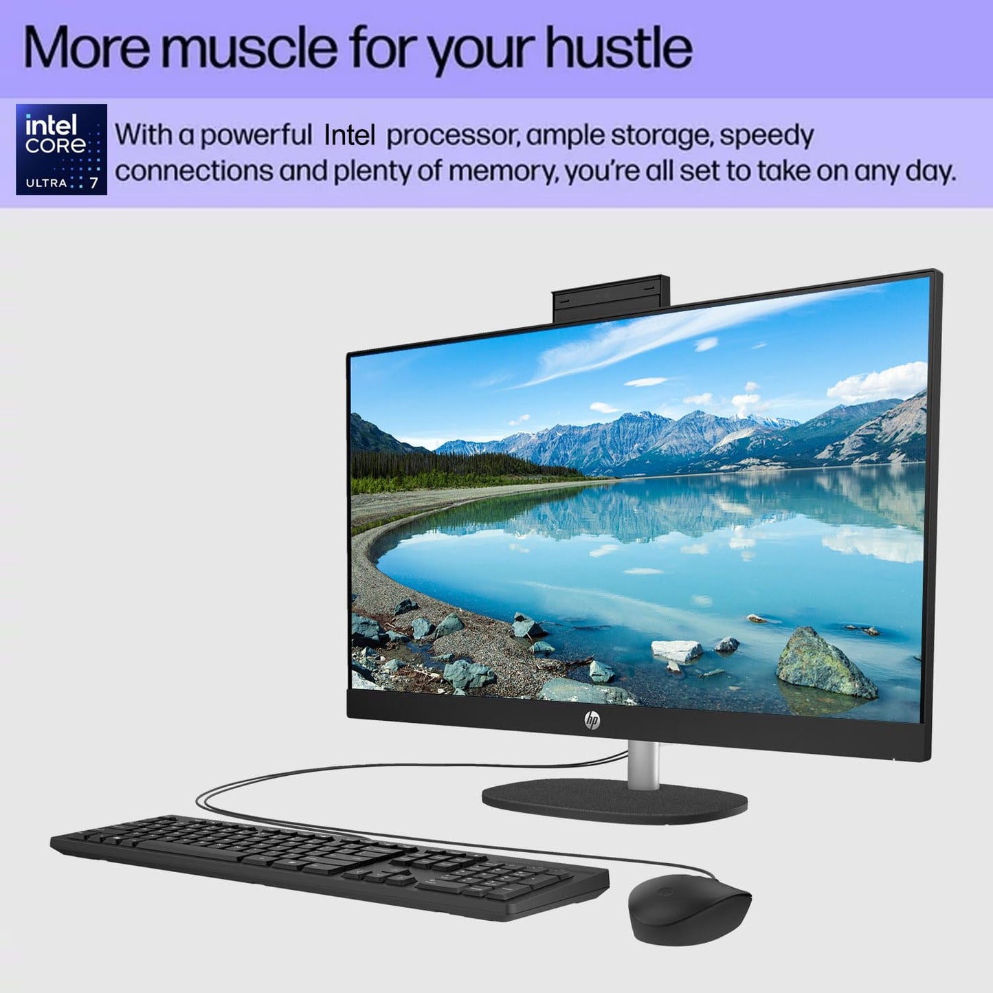 HP 27" FHD Touchscreen Intel Ultra 7 AI All-in-One Desktop, 27" FHD Touchscreen, Intel Ultra 7 255U, 16GB DDR5 RAM, 1TB SSD, Wired Keyboard & Mouse, Wi-Fi 6, Win11 Home, Bundle with 64GB Flash Drive