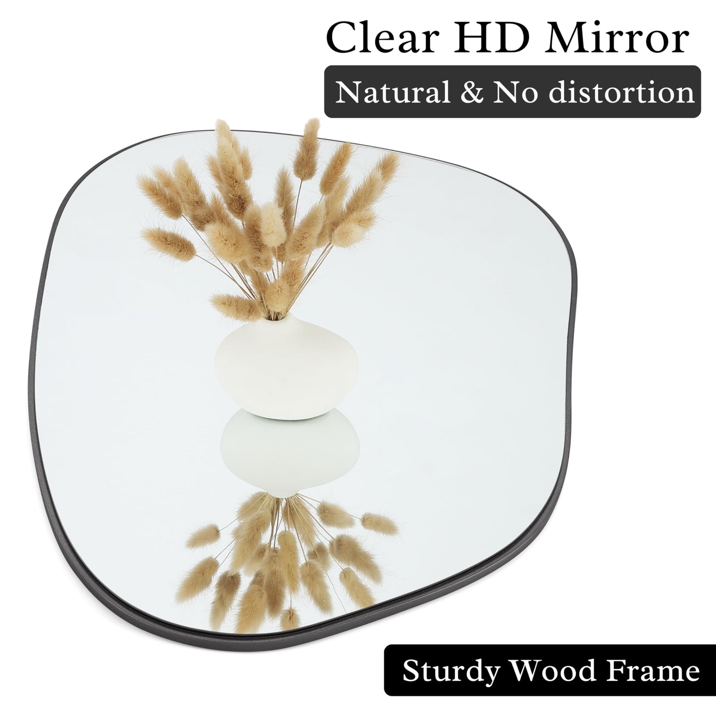PERFNIQUE Irregular Wall Mirror Asymmetrical Mirror, 32''x24'' Black Mirror for Bathroom Bedroom Living Room Entryway, Decorative Modern Wall Decor, Wall Mounted (Black, 32''x24'')