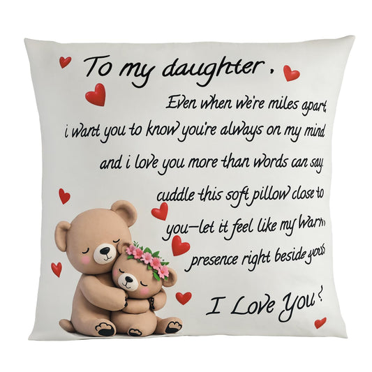 ZJRUIXI to My Daughter Throw Pillow Cover, 18 x 18 Inches - Girl's Birthday Gift, Parent-Child Interaction Gift, Decorative Cushion Case for Bedroom & Sofa, A Gift from Mom and Dad (Daughter)