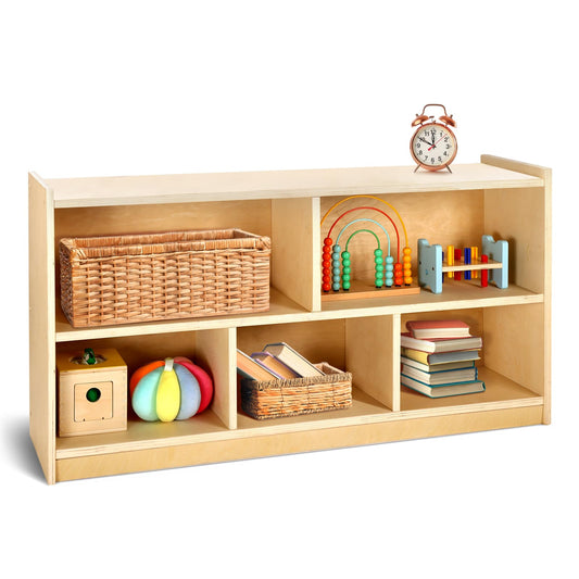 WINGYZ Wooden Storage Cabinet, 5-Section Montessori Bookshelf, Kids Toy Storage Organizer Book Shelf for Kids Rooms, Classroom, Playroom, Nursery, Preschool Book Shelves