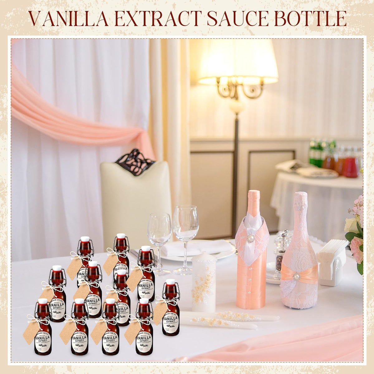 Vesici 12 Sets Amber Swing Top Glass Bottles Vanilla Extract, 8 oz