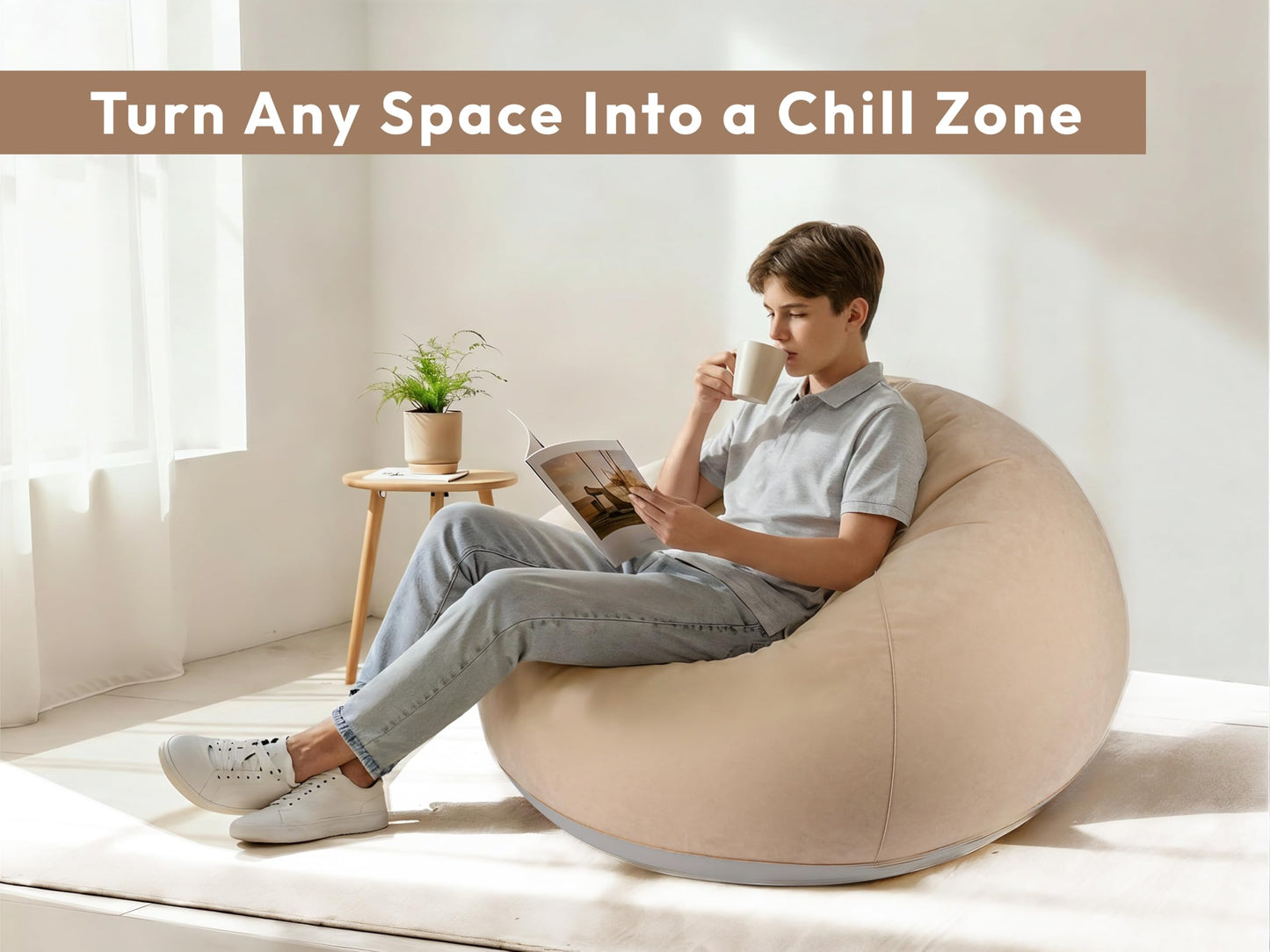 OLEEK Inflatable Bean Bag Chair with Electric air Pump 6PCS - Inflatable Chairs for Adults - Folding Outdoor Bean Bag Chair - Inflatable Chair for Kids - Blow up Chair - Classroom Bean Bags