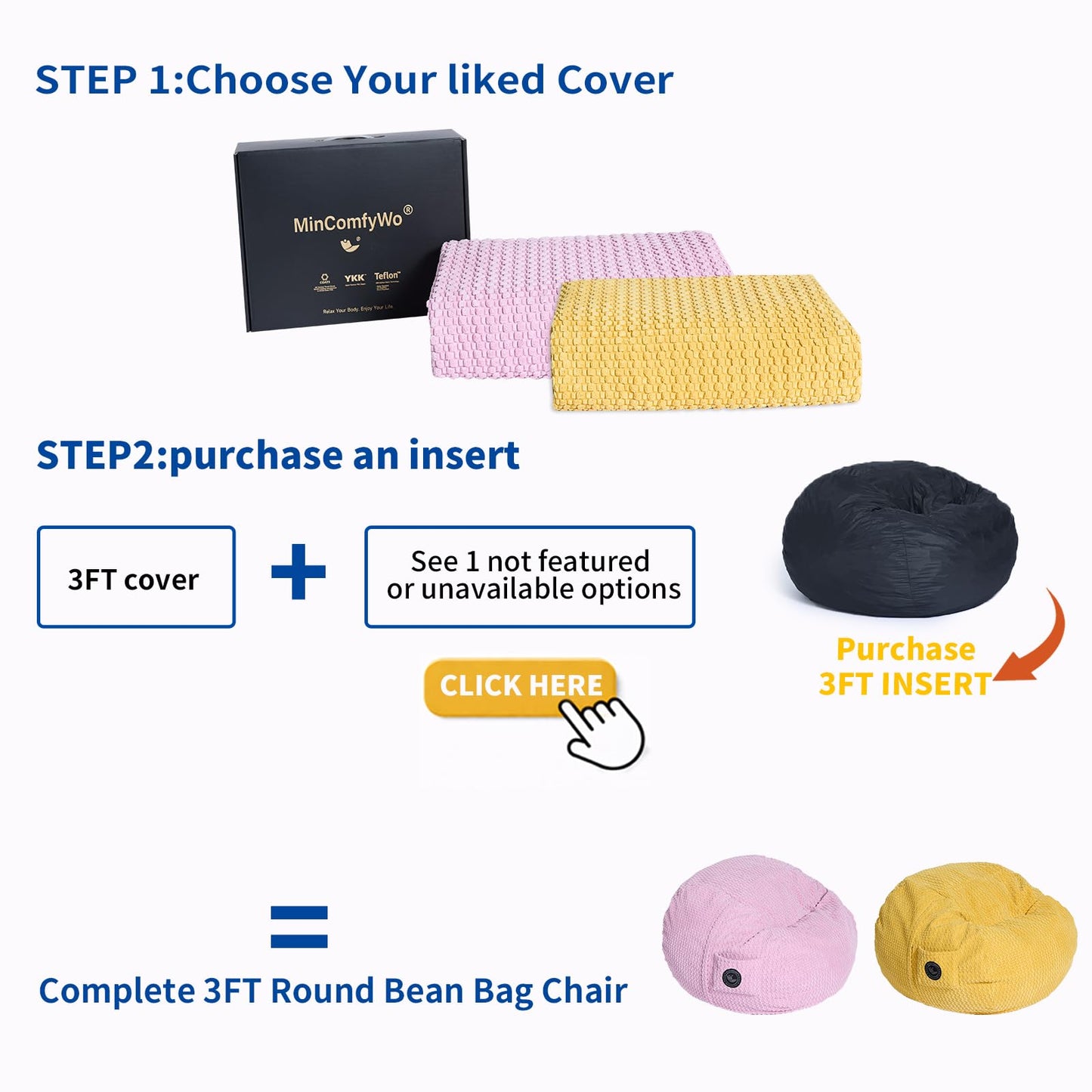 MinComfyWo City Beanbag Junior Round Bean Bag Chair – Cozy Bean Bags Lounge for Kids & Small Adults, Premium Durable Fabric, Perfect for Bedroom or Playroom-Cover-Popcorn-Pink