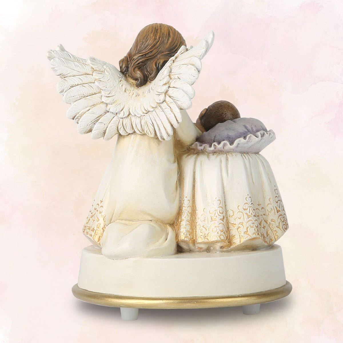 Grace4Joy Guardian Angel Music Box Figurine - 5.3 Inches Angel Music Box Figurines, Hand Painted Musical Figure Gifts for Birthday Anniversary, Baptism, First Communion