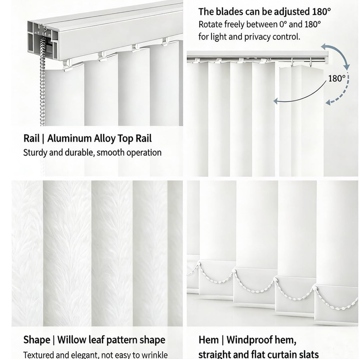 Interiors Vertical Blinds, 92" 98" 102" 108" 110" Vertical Blinds for Sliding Glass Doors, Panel Track Vertical Windows Shades, Privacy Blackout Sliding Door Blinds for Large Windows(108" W x 84" H)
