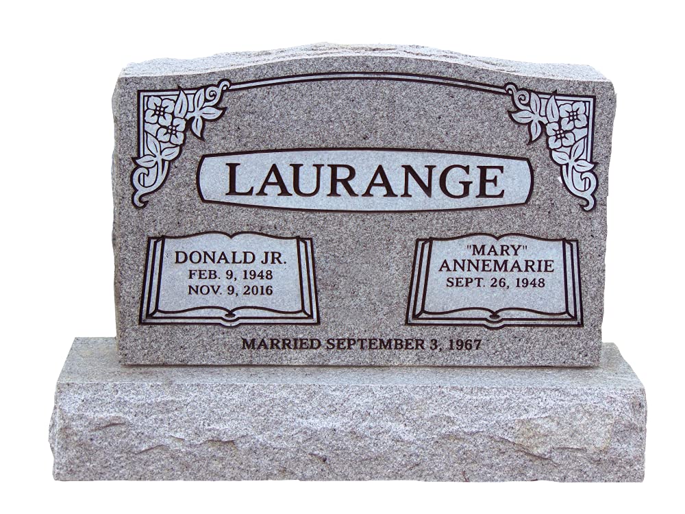 Cemetery Headstone - Monument Grade Granite. Includes Standard Front face Engraving. Complete as Shown top is 30 x 6 x 20