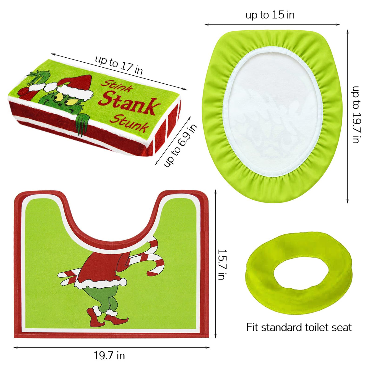 Christmas Decorations - 4 Pack Bathroom Set Decor for Christmas Home Decor