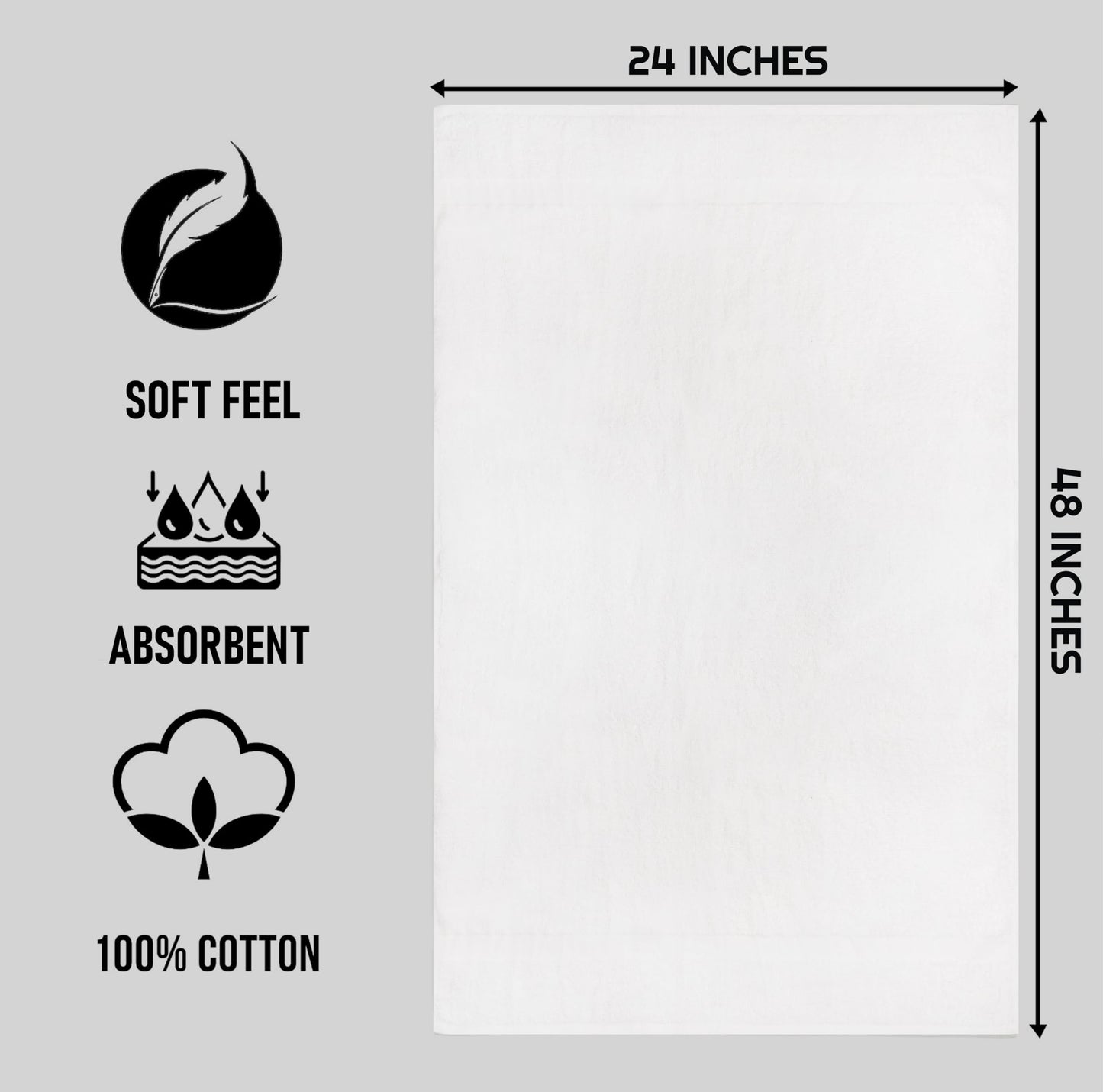 ZUPERIA White Bath Towels Bulk 12 Pack (24 x 48 Inches) - 100% Cotton Economy Light Weight Towels for Commercial Use - Quick Dry, Ultra-Soft, and Absorbent Bulk Towels