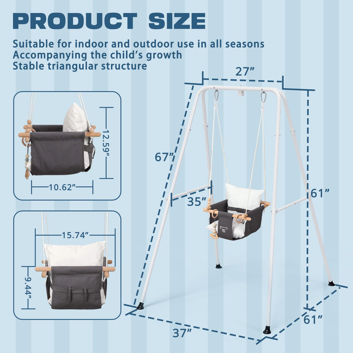 2 in 1 Baby Jumper & Swing, Foldable Stand, Toddler Swing Set for Indoor & Outdoor
