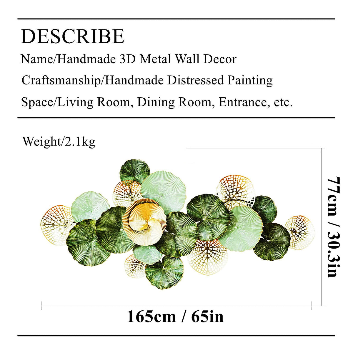 AHSDBG Extra-large Wall Decor, Coastal Metal Lotus Flower Wall Art Décor