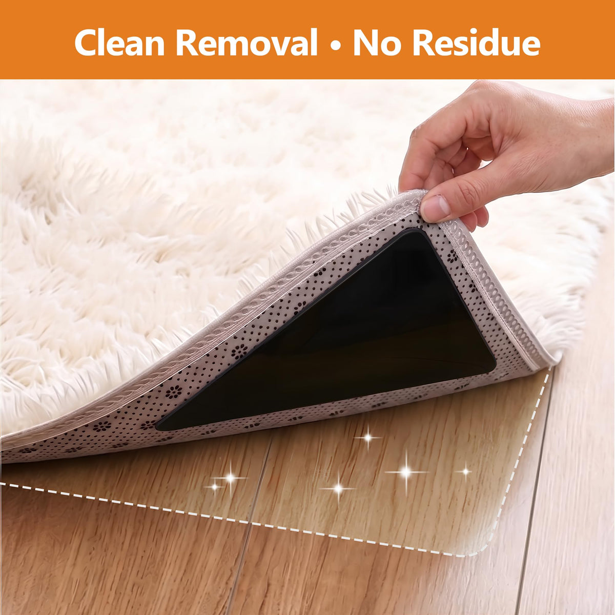 Tiergrade 16 Pcs Rug Tape,Anti Slip Rug Pads Grippers for Hardwood Floors and Tiles,with Strong Adhesive Grid Backing-No Residue,Reusable Carpet Tape, Double-Sided Adhesive Rug Stickers