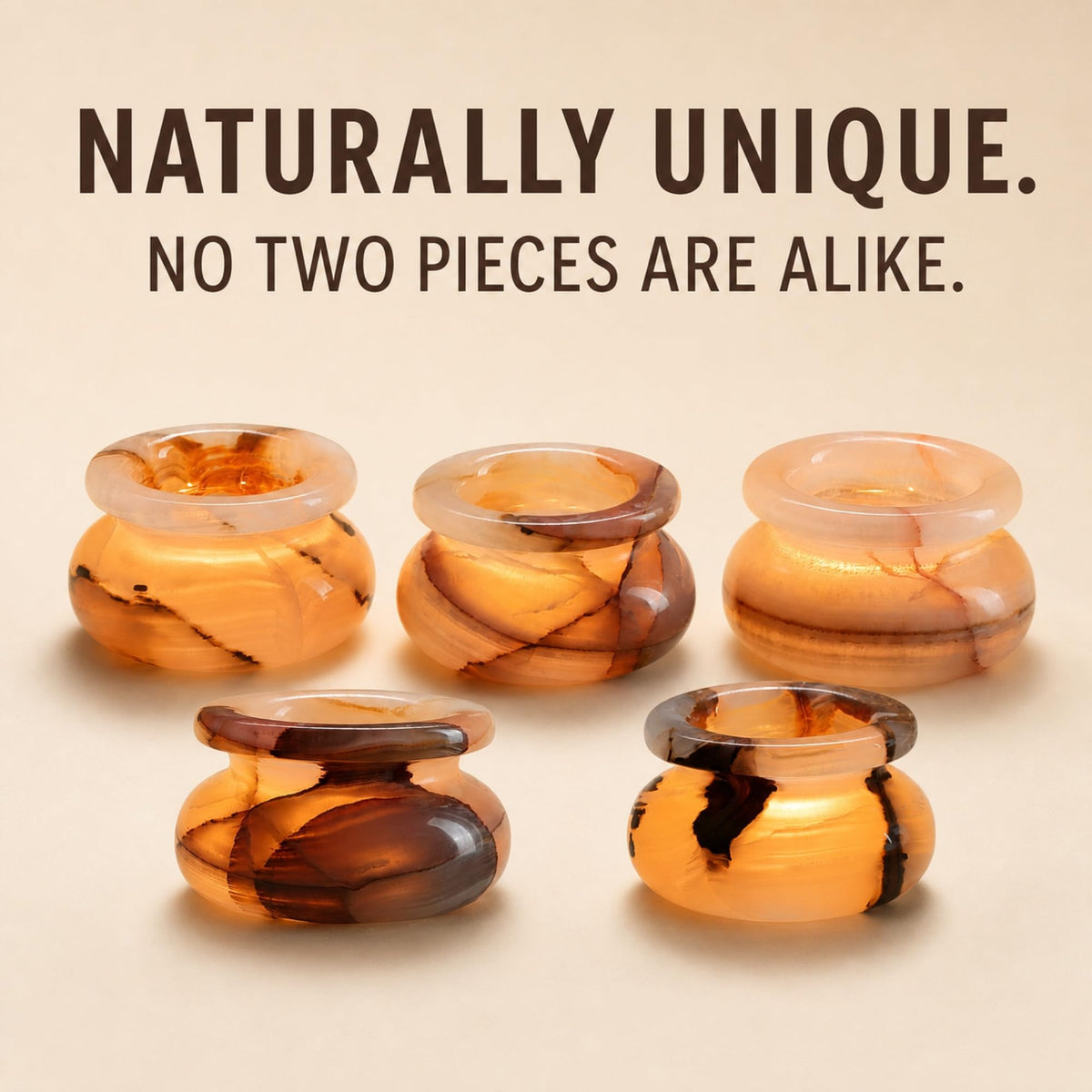 Artsolute Translucent Natural Stone Tea Light Candle Holder, 5.9 Inch