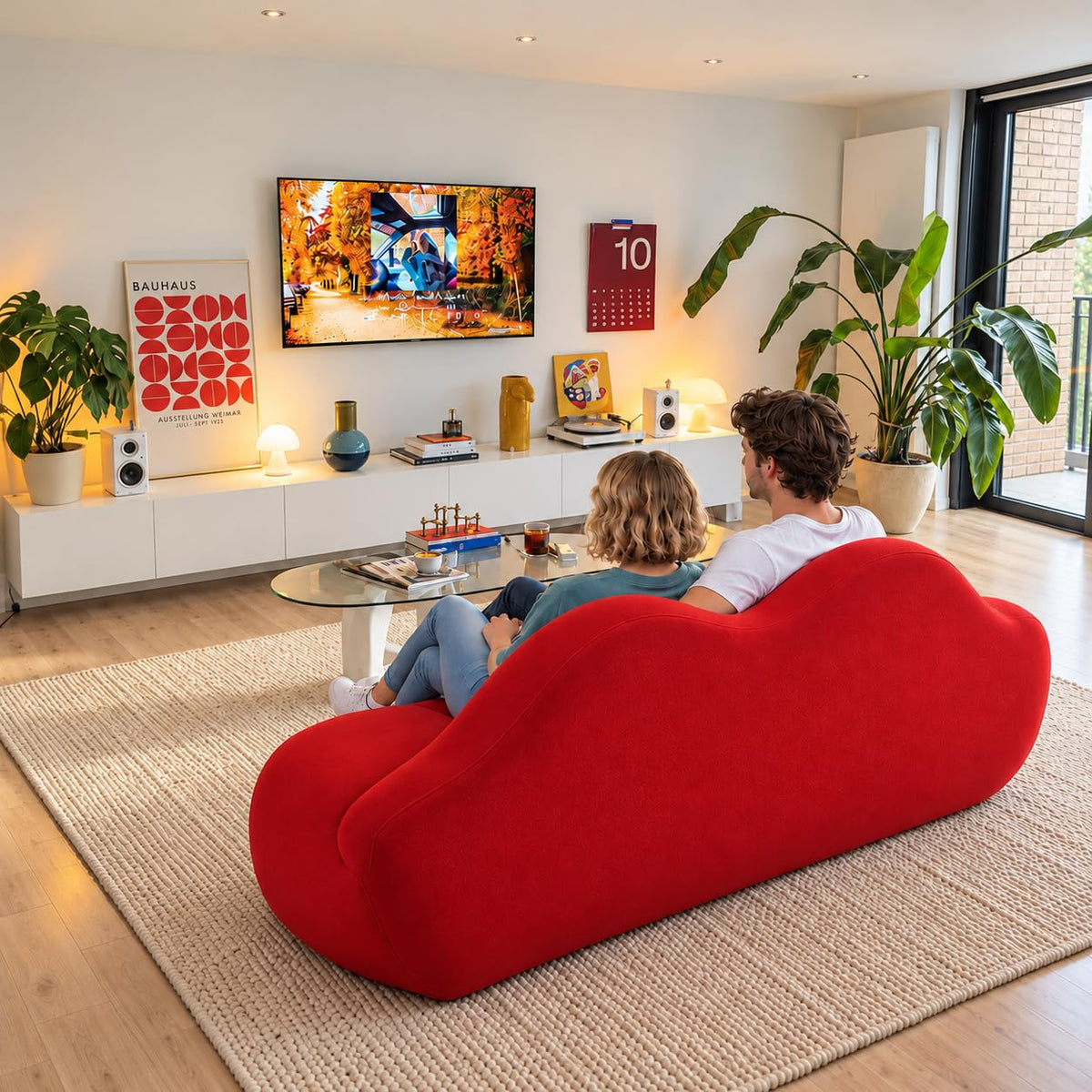 woqijia Red Lip Sofa Beauty Salon Clothing Store Rest Area Reception Alien Internet Celebrity Creative Designer Internet Celebrity Couch Architect Settee Living Room