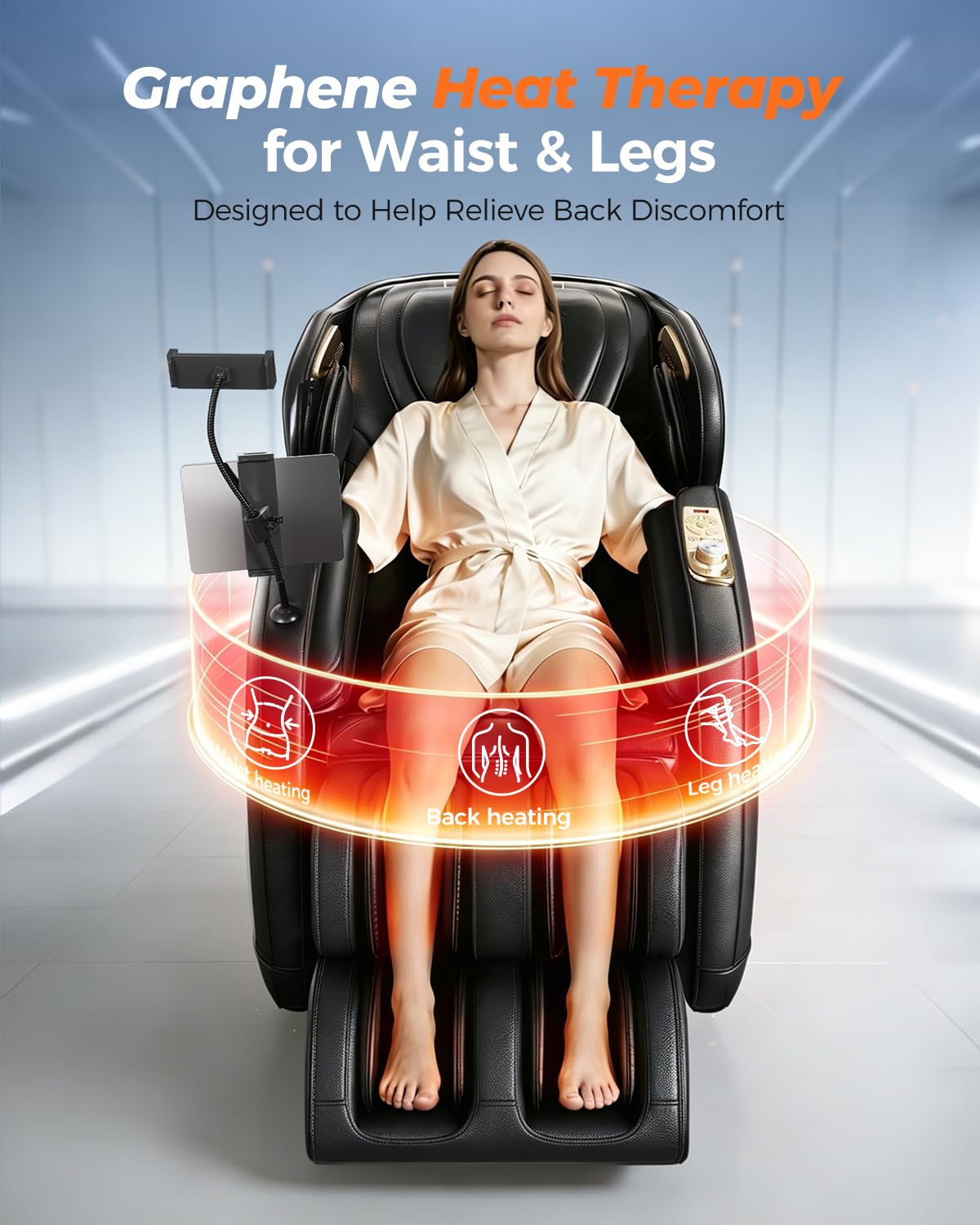 HaiyoHBED 2026 4D Massage Chair Full Body, PU Leather Zero Gravity Heated Back Foot Hand Massage Recliner, AI Voice Control, Office and Living Room Furniture, Portable - Black